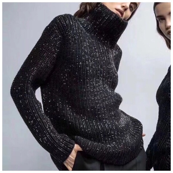The Kenzie Metallic Sequin Turtleneck Sweater - Picture 6 of 8
